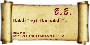 Bakányi Barnabás névjegykártya